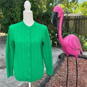 Vintage 60s/70s British Vogue Green Acrylic Button-down Cardigan